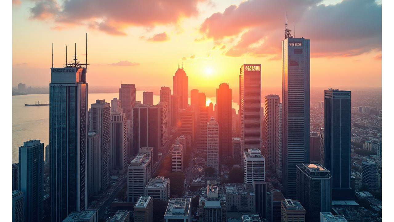 Panoramic view of a modern Australian city skyline at dawn, representing strategic commercial real estate solutions